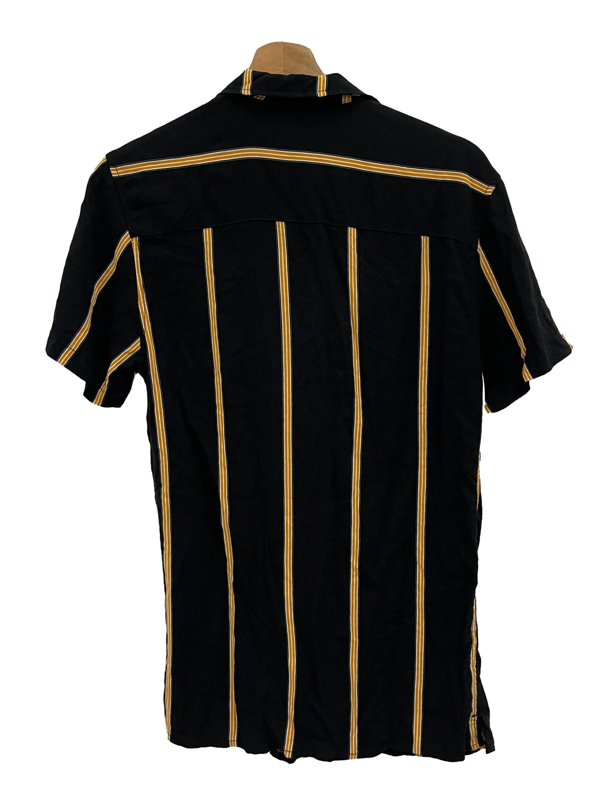 Black And Yellow Striped Button Down Shirt