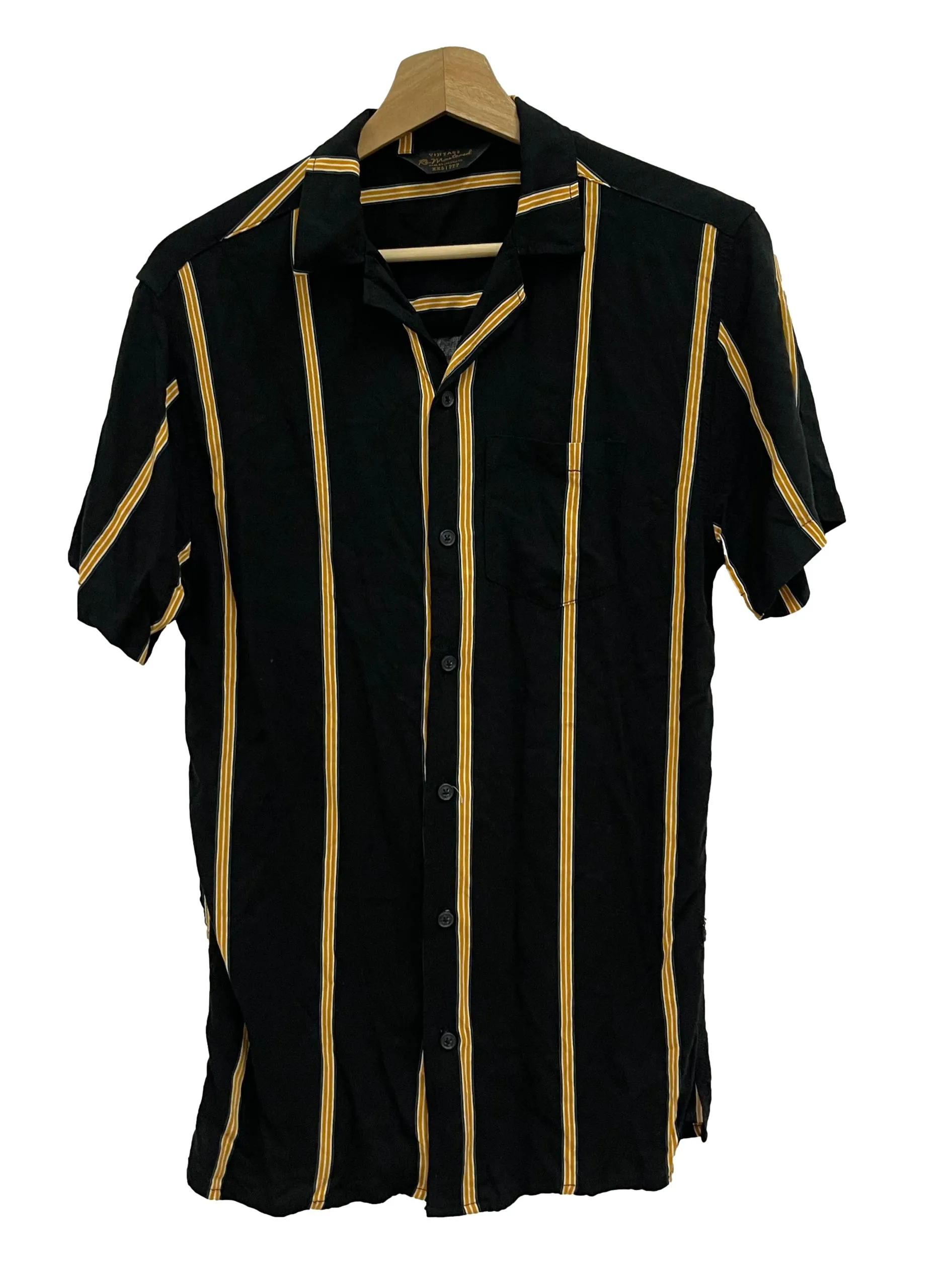 Black And Yellow Striped Button Down Shirt