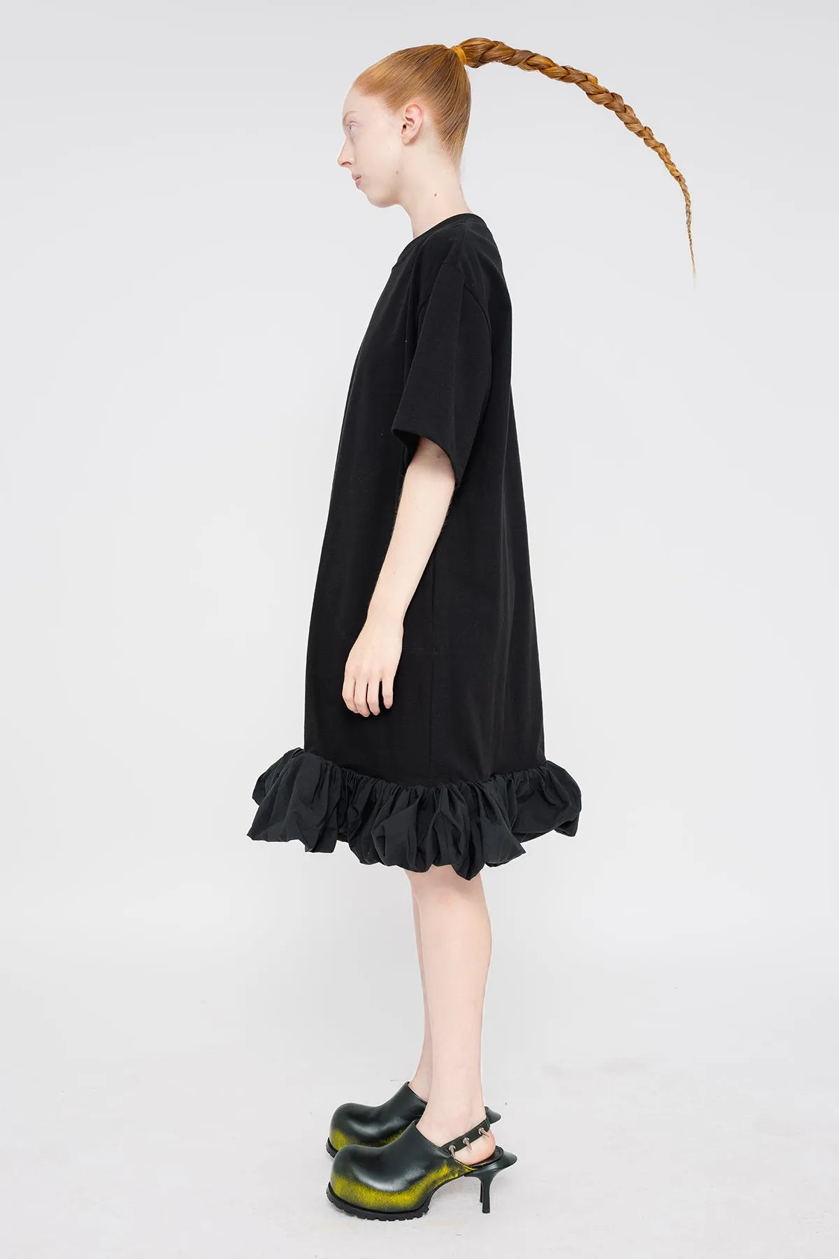 BLACK PUFFLE TEE DRESS
