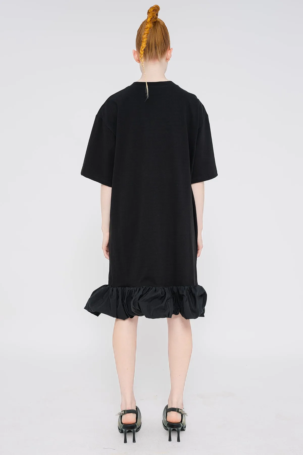 BLACK PUFFLE TEE DRESS