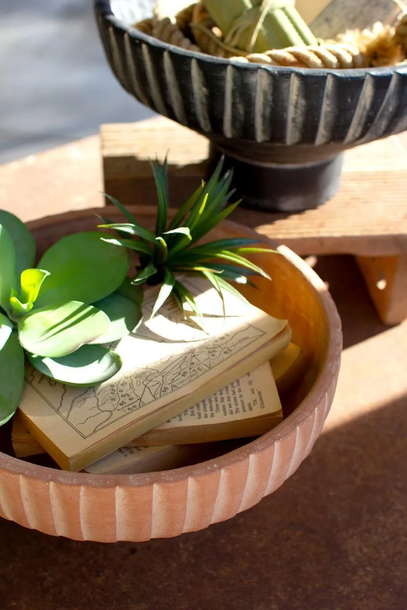 Black Wash Footed Clay Bowls with Detail on Rim