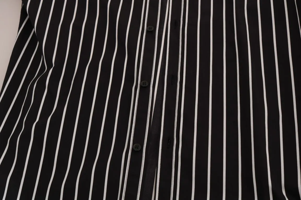 Black White Striped GOLD Slim Fit Shirt