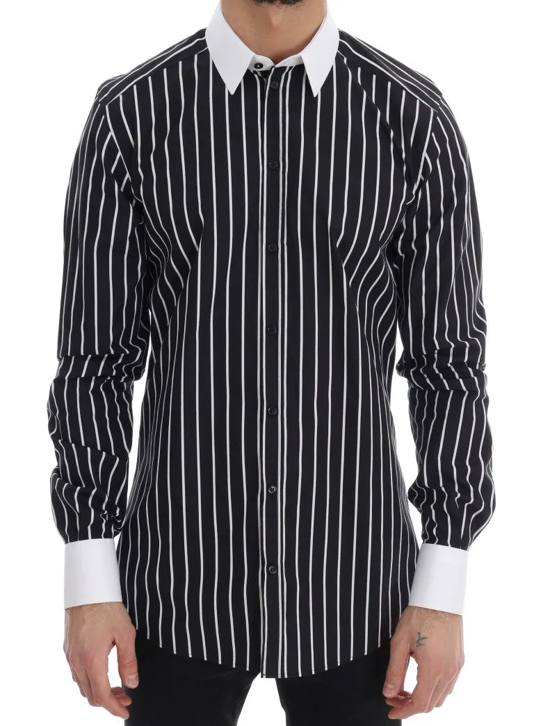 Black White Striped GOLD Slim Fit Shirt