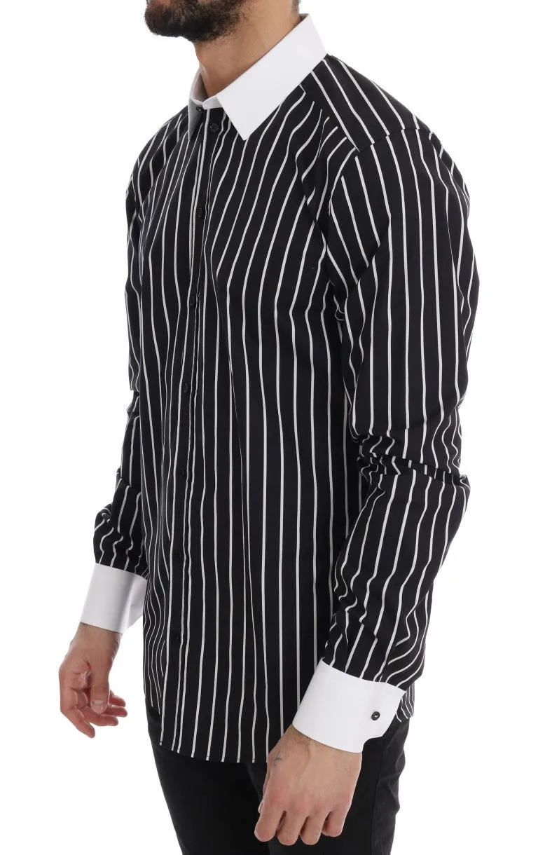 Black White Striped GOLD Slim Fit Shirt