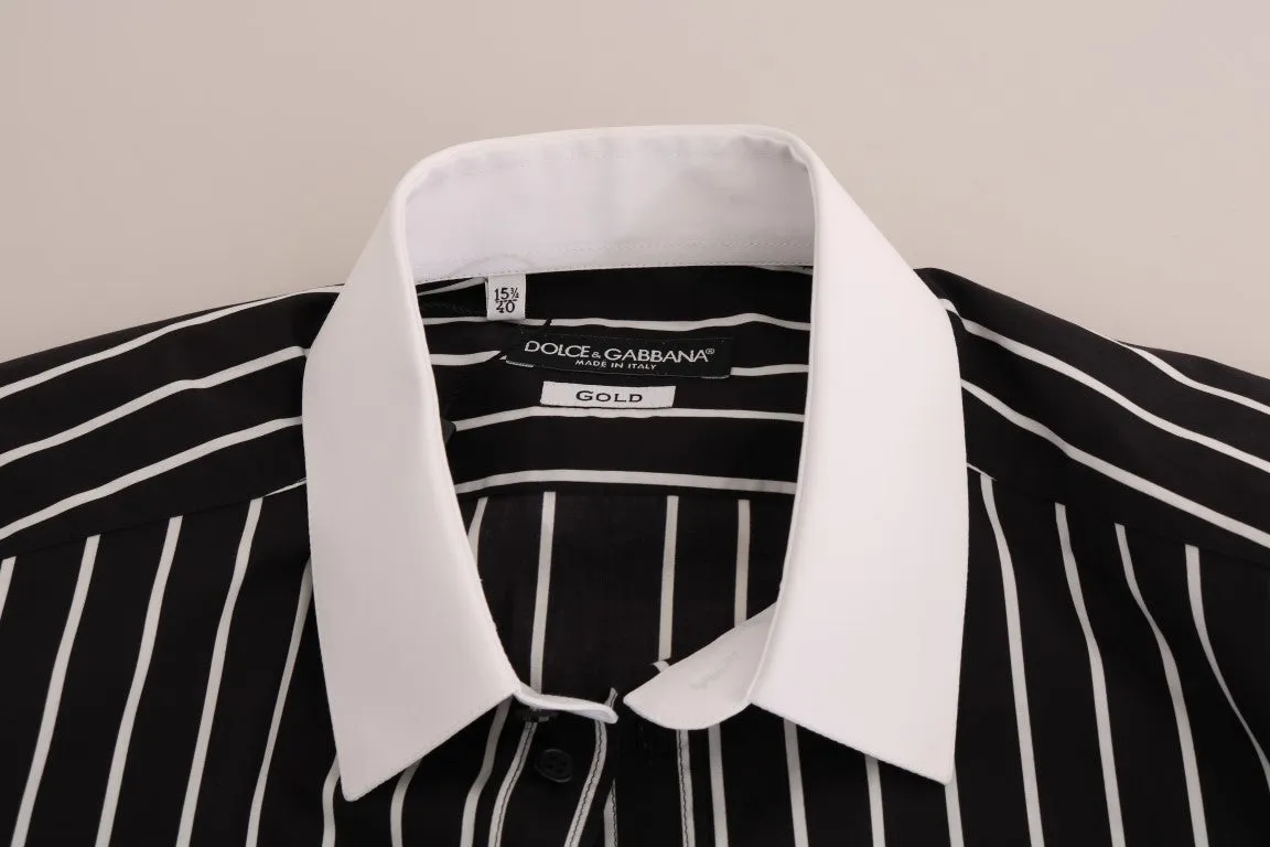Black White Striped GOLD Slim Fit Shirt