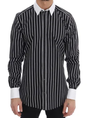Black White Striped GOLD Slim Fit Shirt
