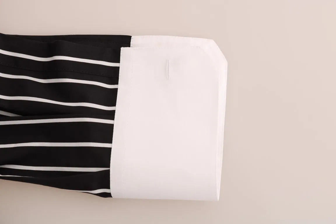 Black White Striped GOLD Slim Fit Shirt