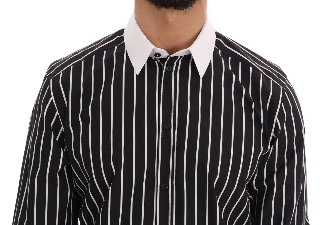 Black White Striped GOLD Slim Fit Shirt