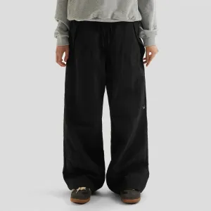Black Wide-Leg Drawstring Pants