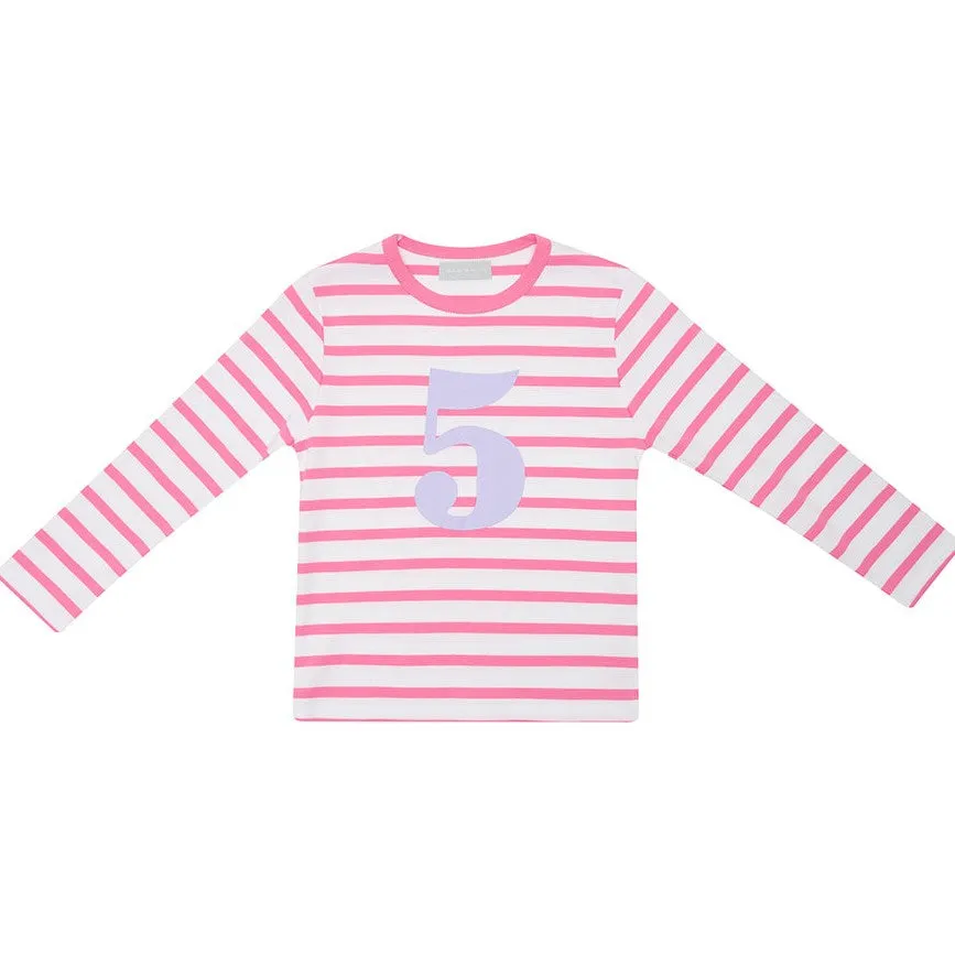 Bob & Blossom Hot Pink & White Striped Number T-Shirt