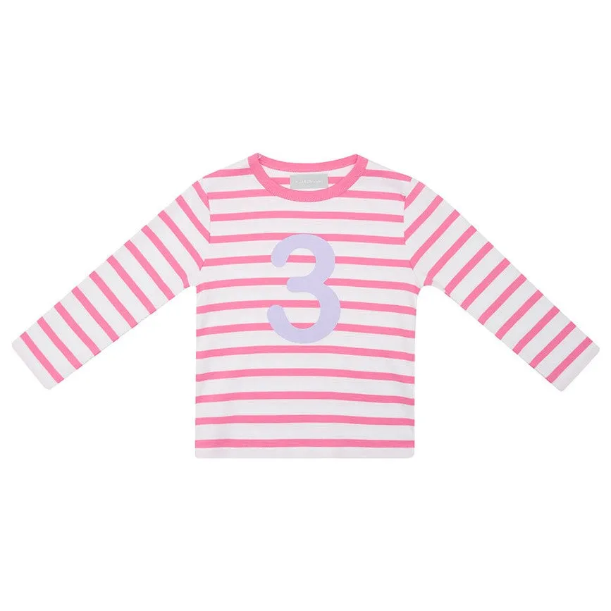 Bob & Blossom Hot Pink & White Striped Number T-Shirt