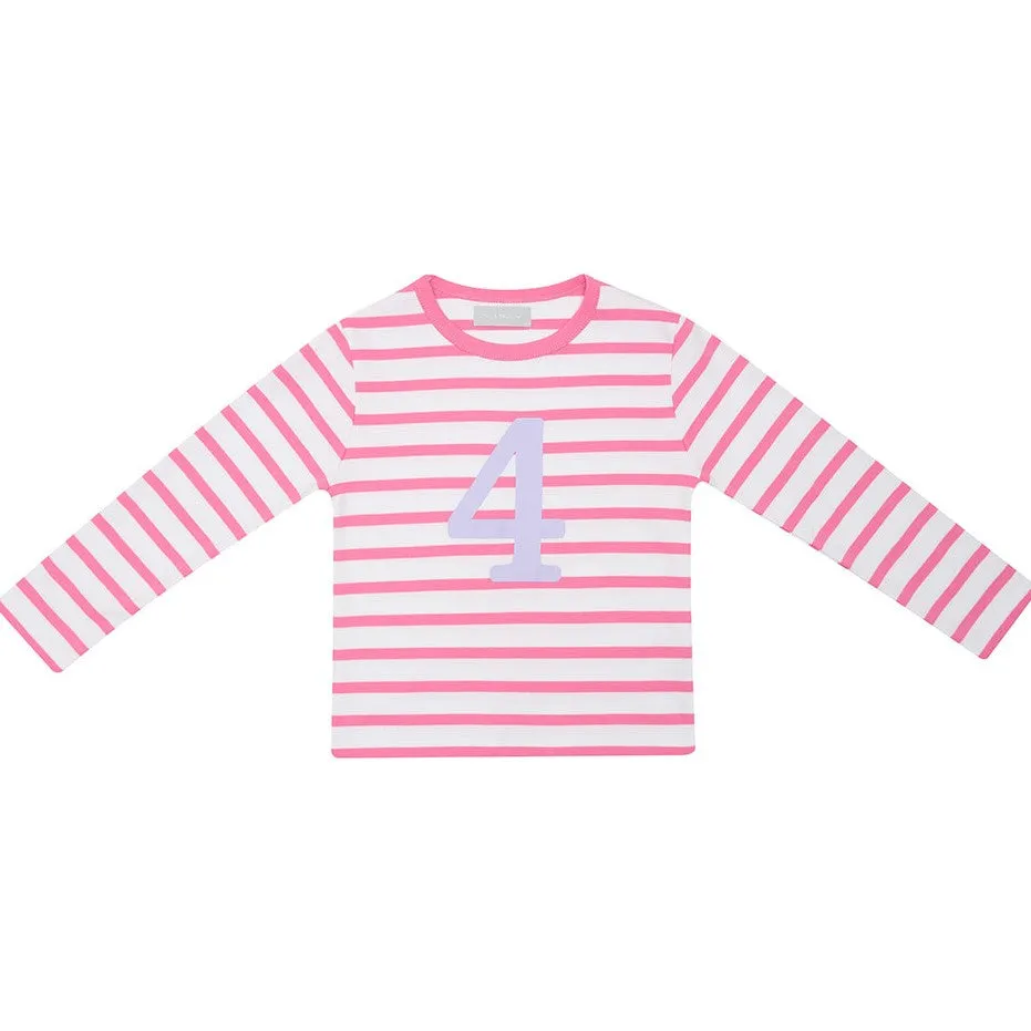 Bob & Blossom Hot Pink & White Striped Number T-Shirt