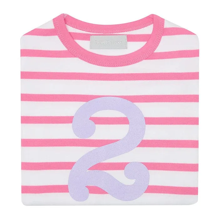 Bob & Blossom Hot Pink & White Striped Number T-Shirt