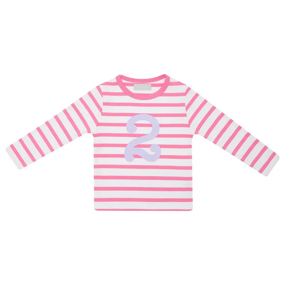 Bob & Blossom Hot Pink & White Striped Number T-Shirt