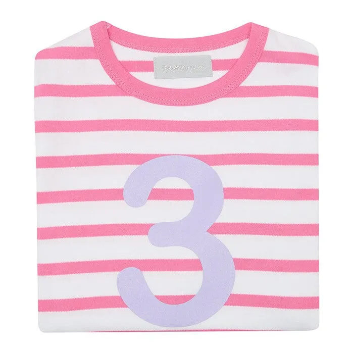 Bob & Blossom Hot Pink & White Striped Number T-Shirt