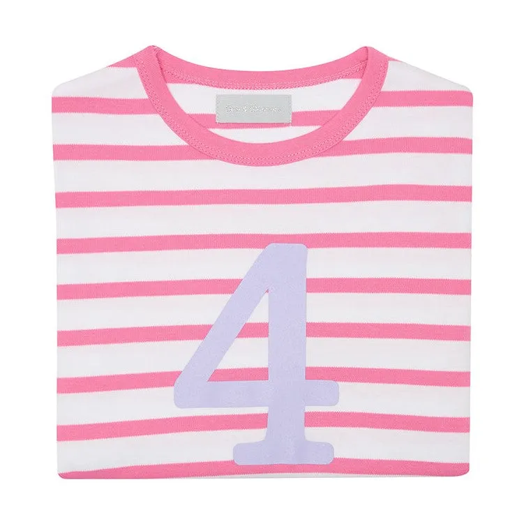 Bob & Blossom Hot Pink & White Striped Number T-Shirt