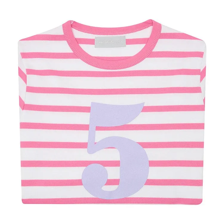 Bob & Blossom Hot Pink & White Striped Number T-Shirt