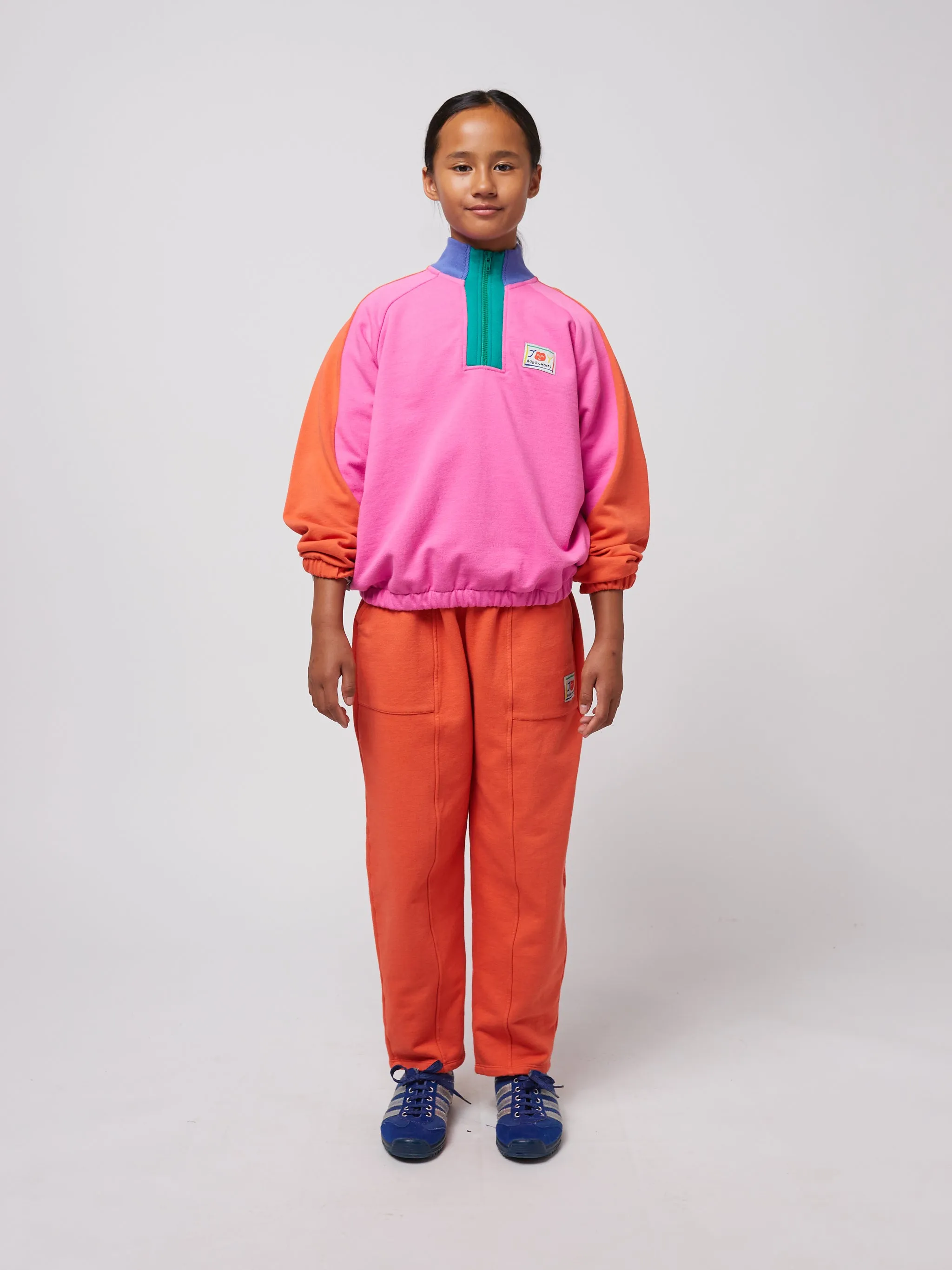 Bobo Choses Smiling color block 1/4 zipped sweatshirt, Fuchsia