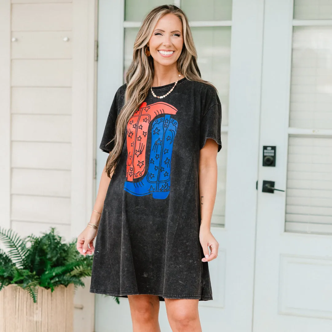 Boot Scootin Cowgirl T-Shirt Dress, Black