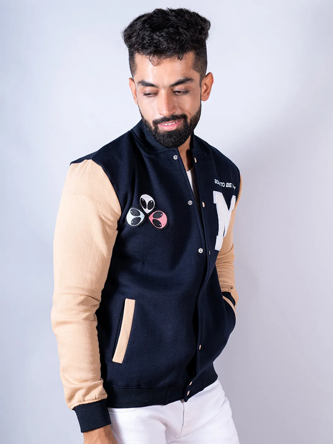 Born To Be Free Alien M Blue Varsity Jacket