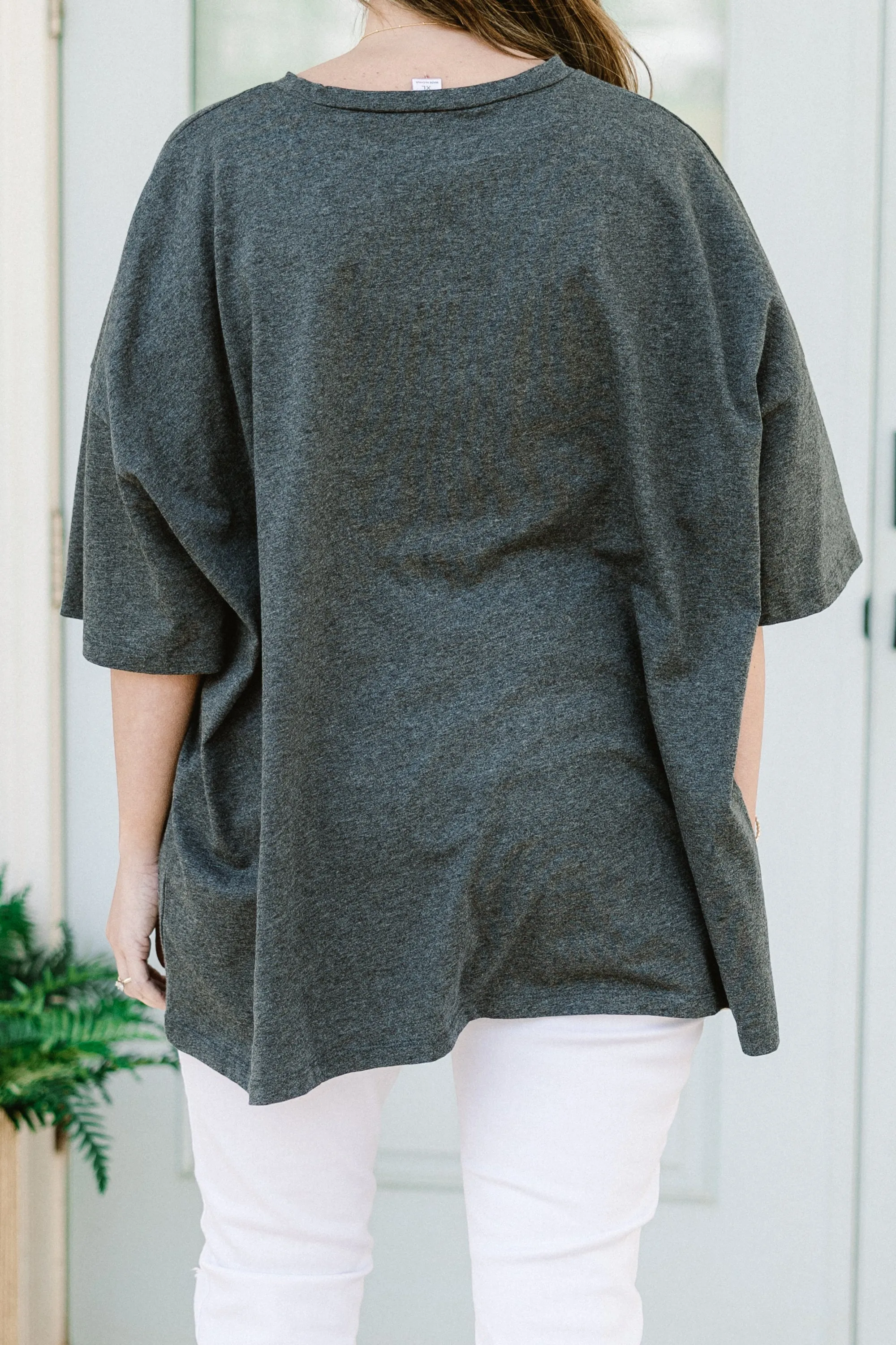 Born To Be Wild & Free Boyfriend Tee, Charcoal