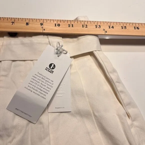 Boyish Women’s Cream High Waisted Belted Shorts Small NWT