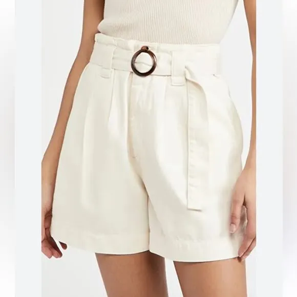 Boyish Women’s Cream High Waisted Belted Shorts Small NWT