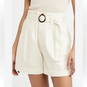 Boyish Women’s Cream High Waisted Belted Shorts Small NWT