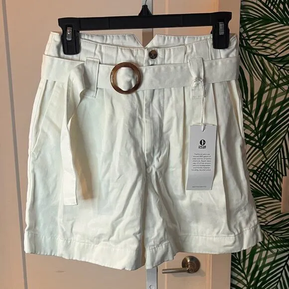 Boyish Women’s Cream High Waisted Belted Shorts Small NWT