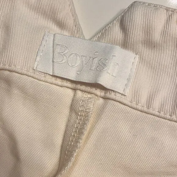 Boyish Women’s Cream High Waisted Belted Shorts Small NWT