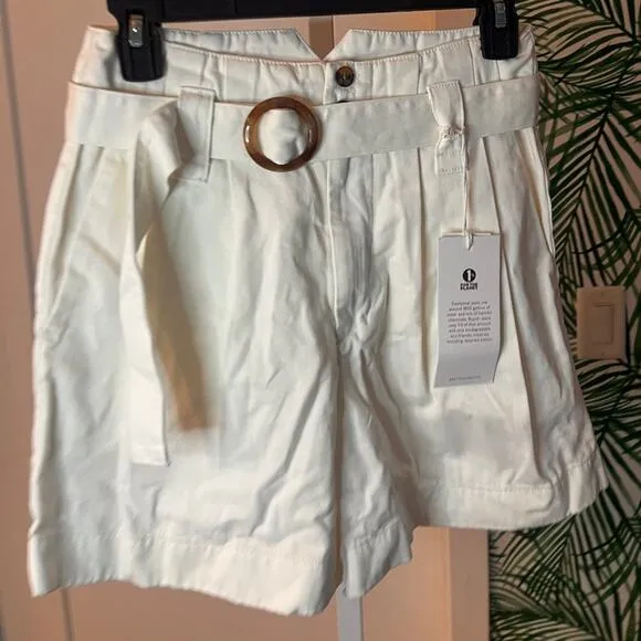 Boyish Women’s Cream High Waisted Belted Shorts Small NWT