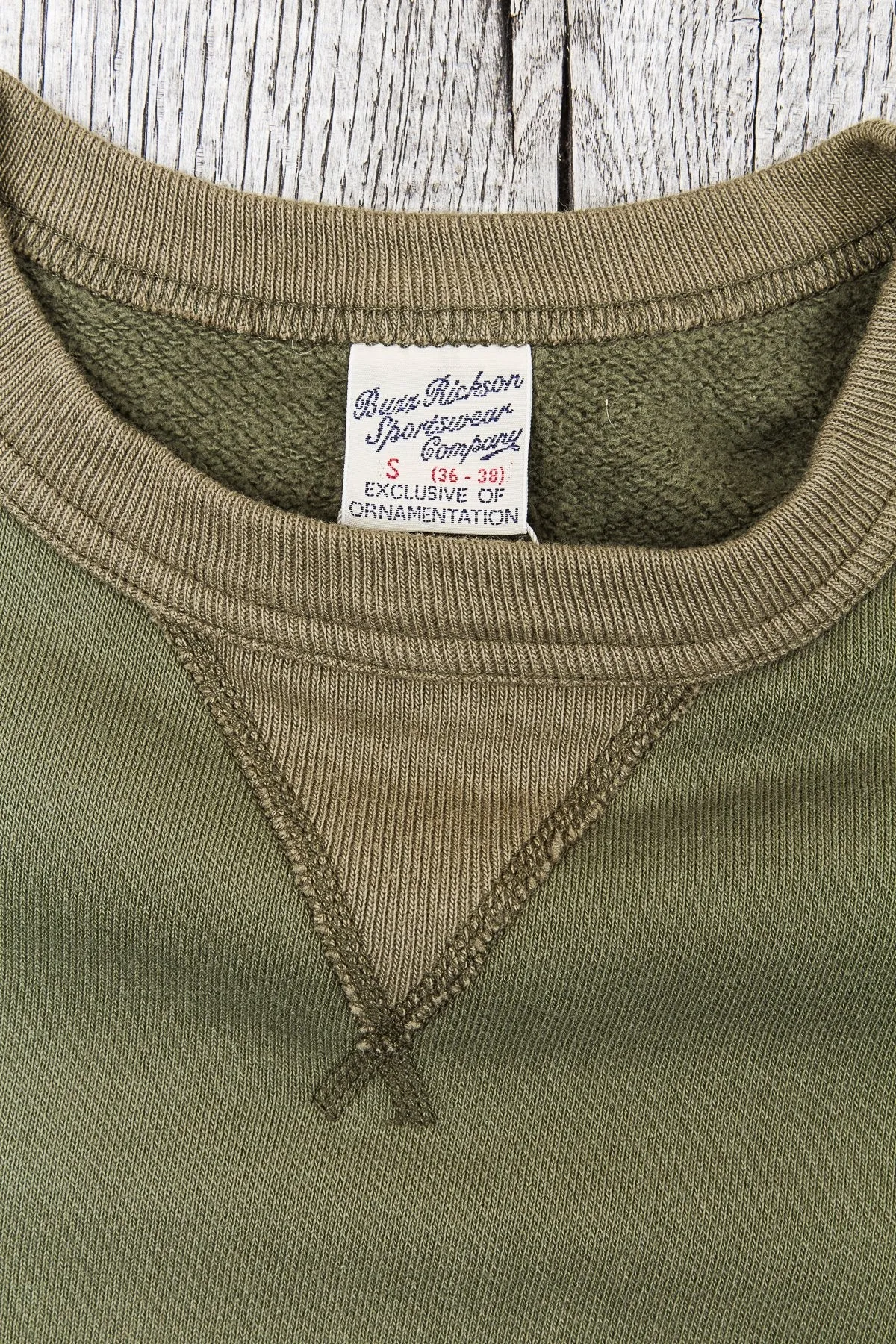 Buzz Rickson's Loopwheel Sweatshirt 4-Needle Olive BR65622