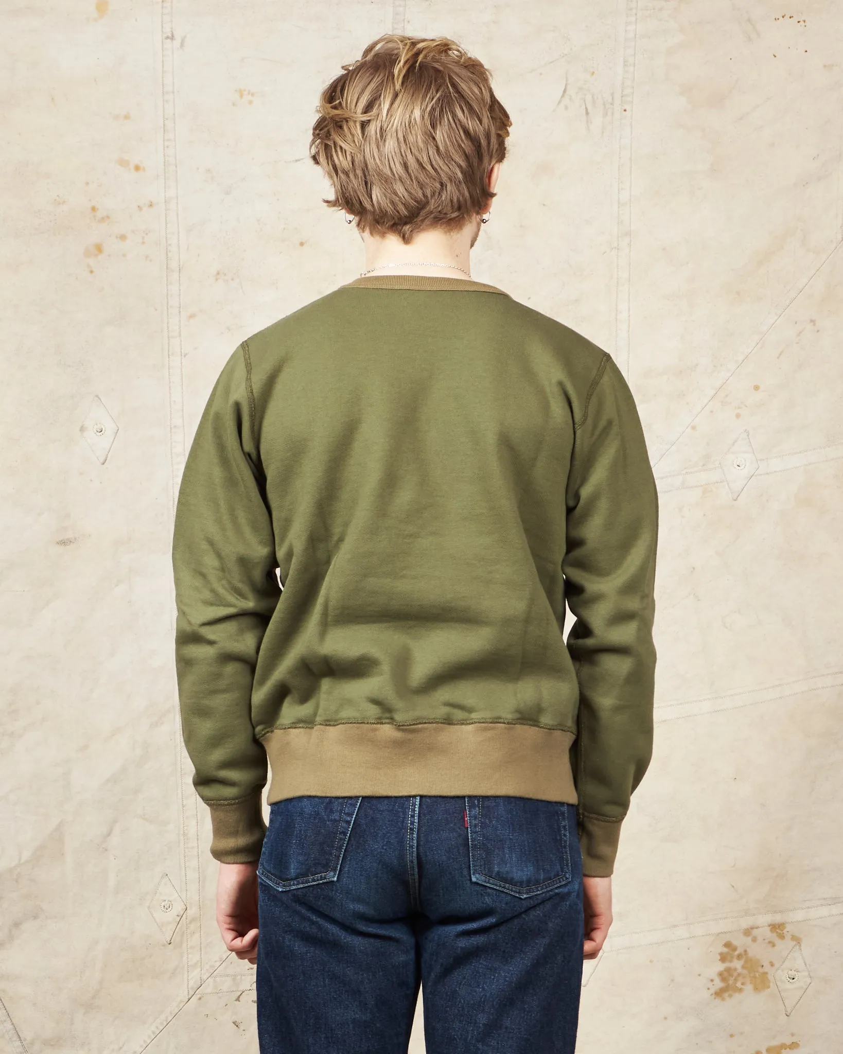 Buzz Rickson's Loopwheel Sweatshirt 4-Needle Olive BR65622