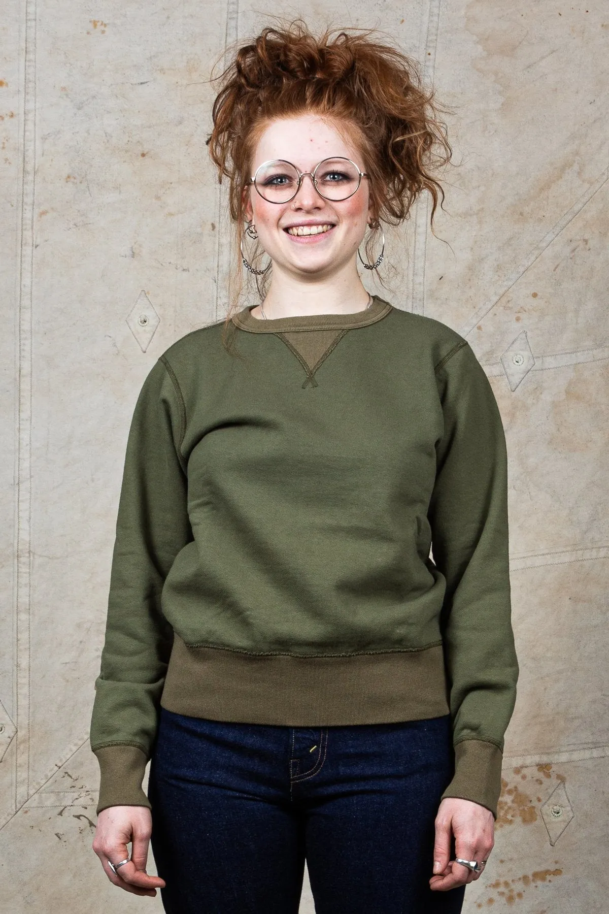 Buzz Rickson's Loopwheel Sweatshirt 4-Needle Olive BR65622