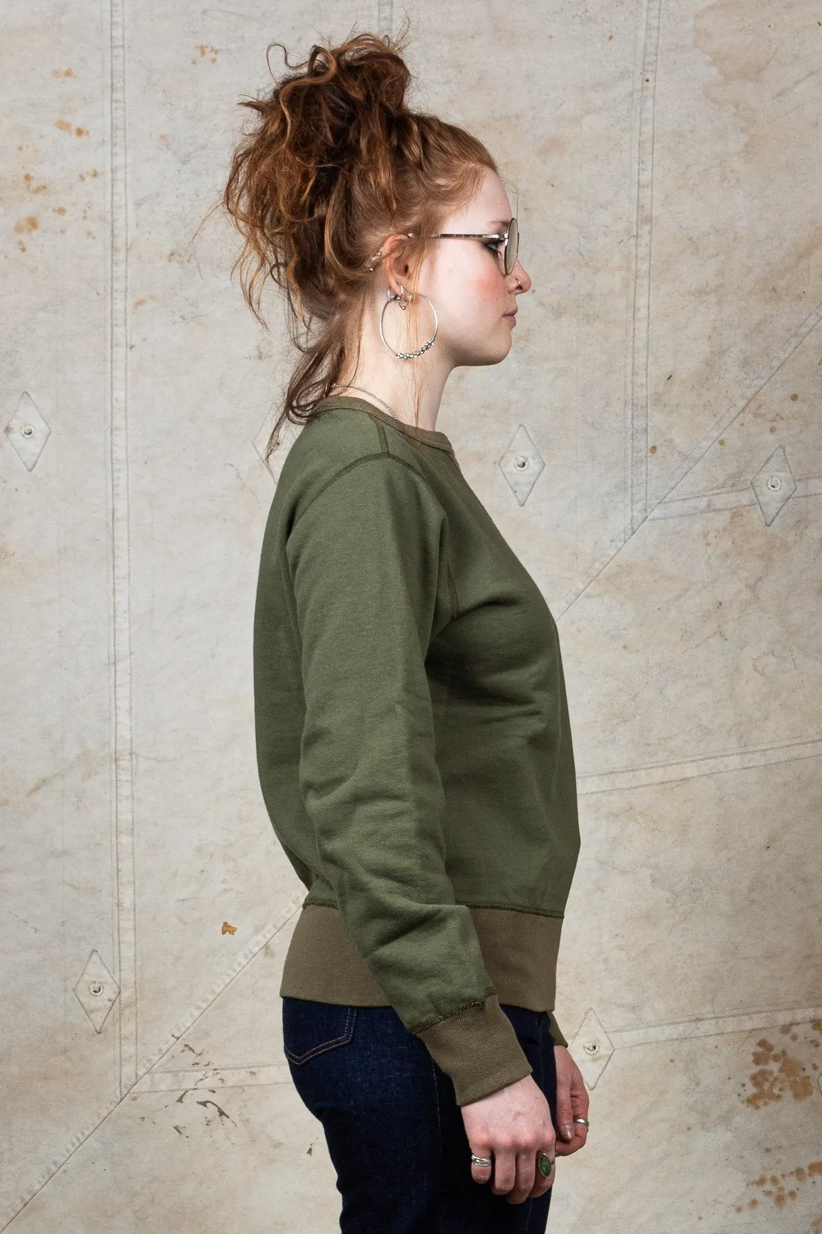 Buzz Rickson's Loopwheel Sweatshirt 4-Needle Olive BR65622