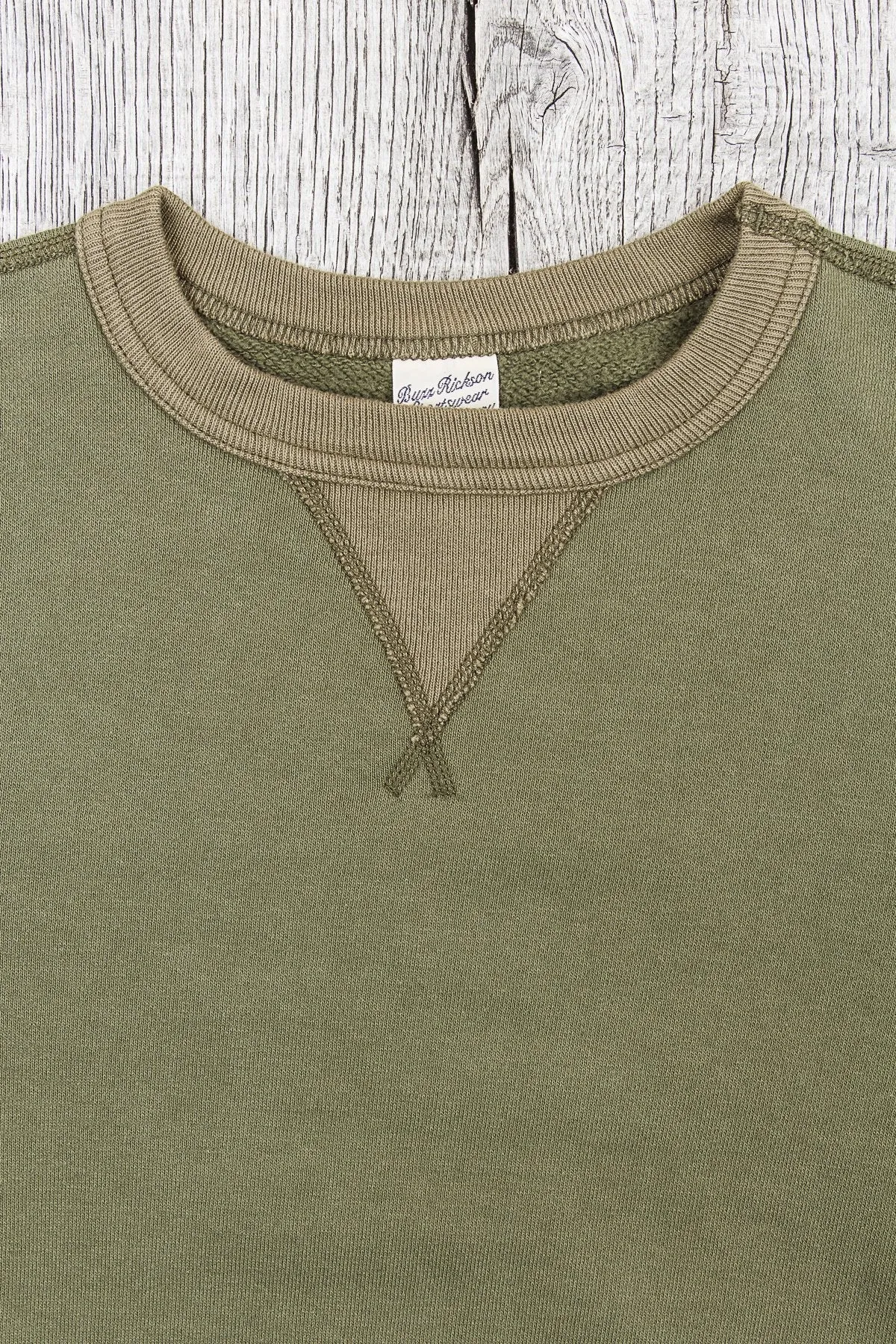 Buzz Rickson's Loopwheel Sweatshirt 4-Needle Olive BR65622