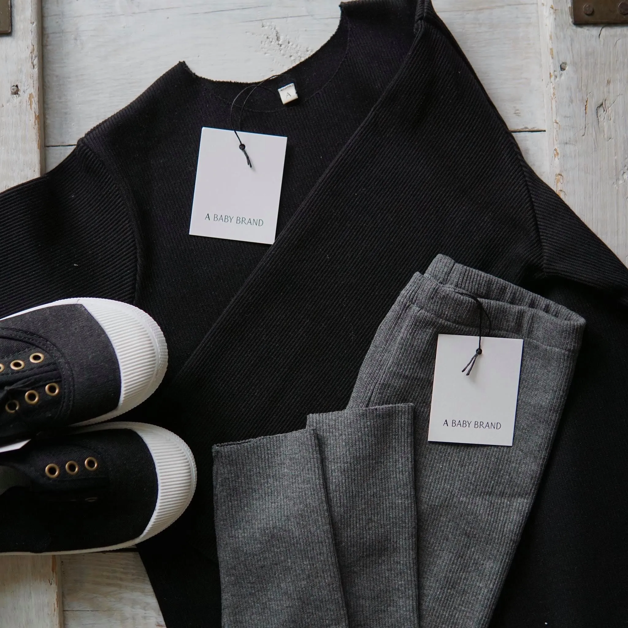 Camie Cotton Rib Raw Hem Sweatshirt  (Black)