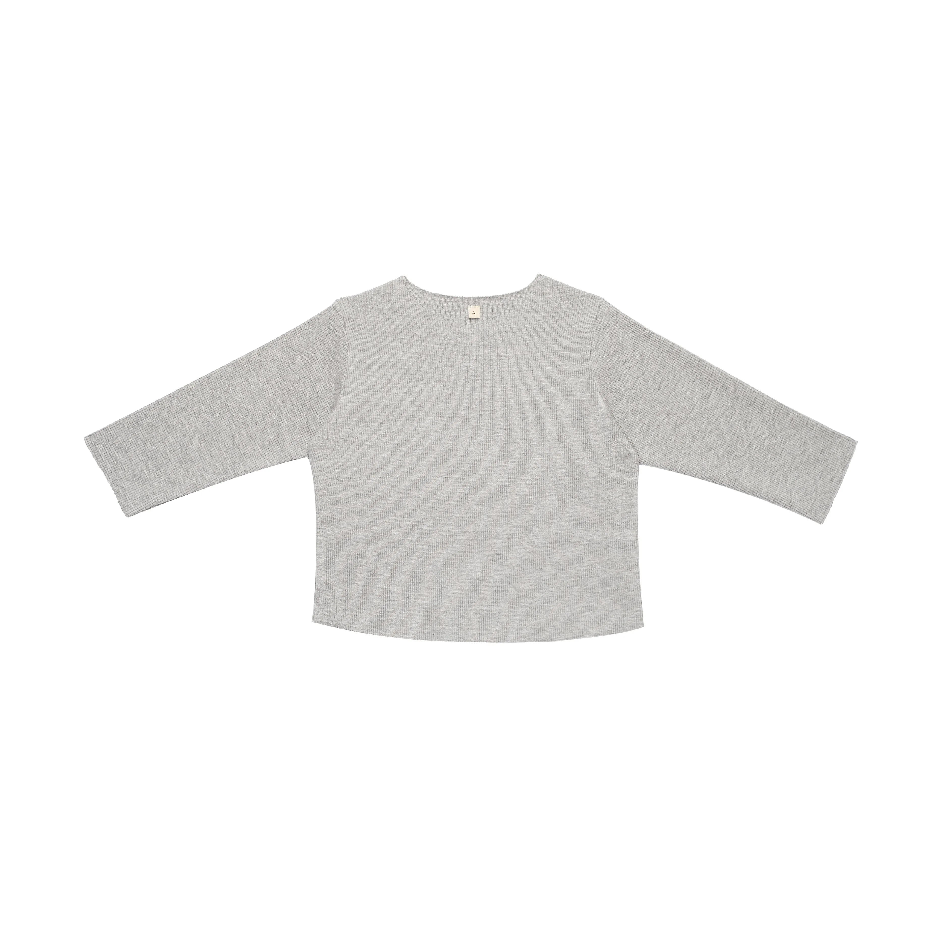 Camie Cotton Rib Raw Hem Sweatshirt (Light Grey)