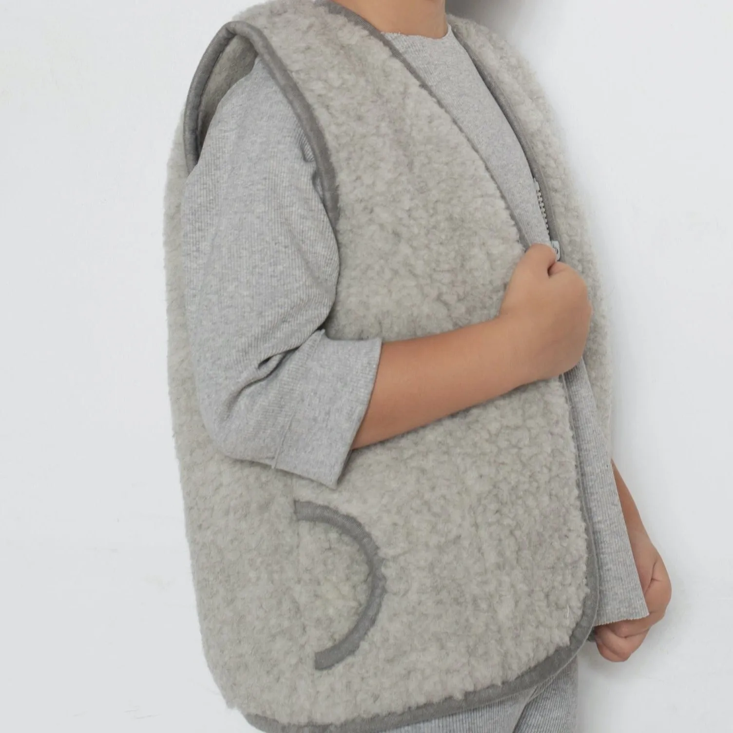 Camie Cotton Rib Raw Hem Sweatshirt (Light Grey)