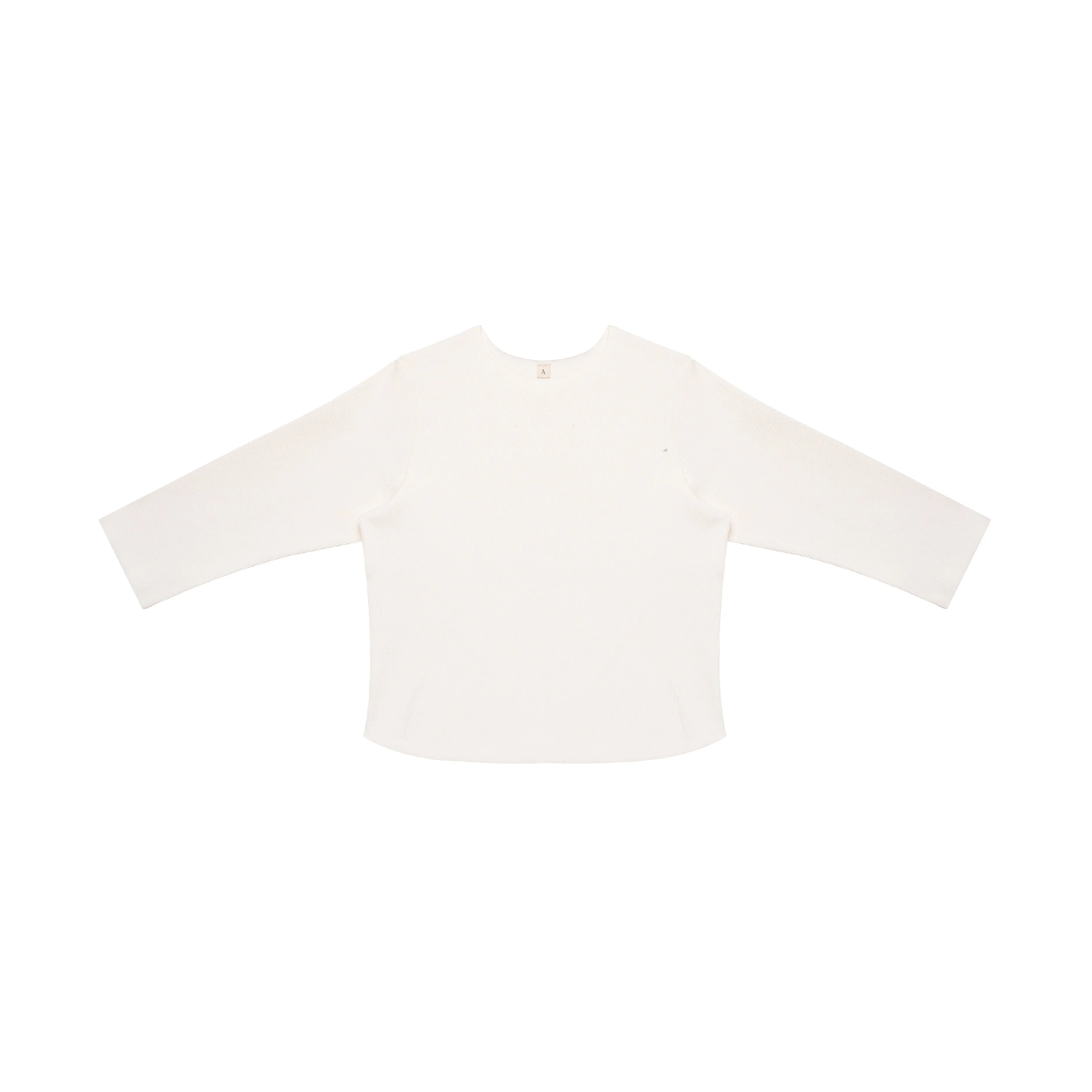 Camie Cotton Rib Raw Hem Sweatshirt (White)