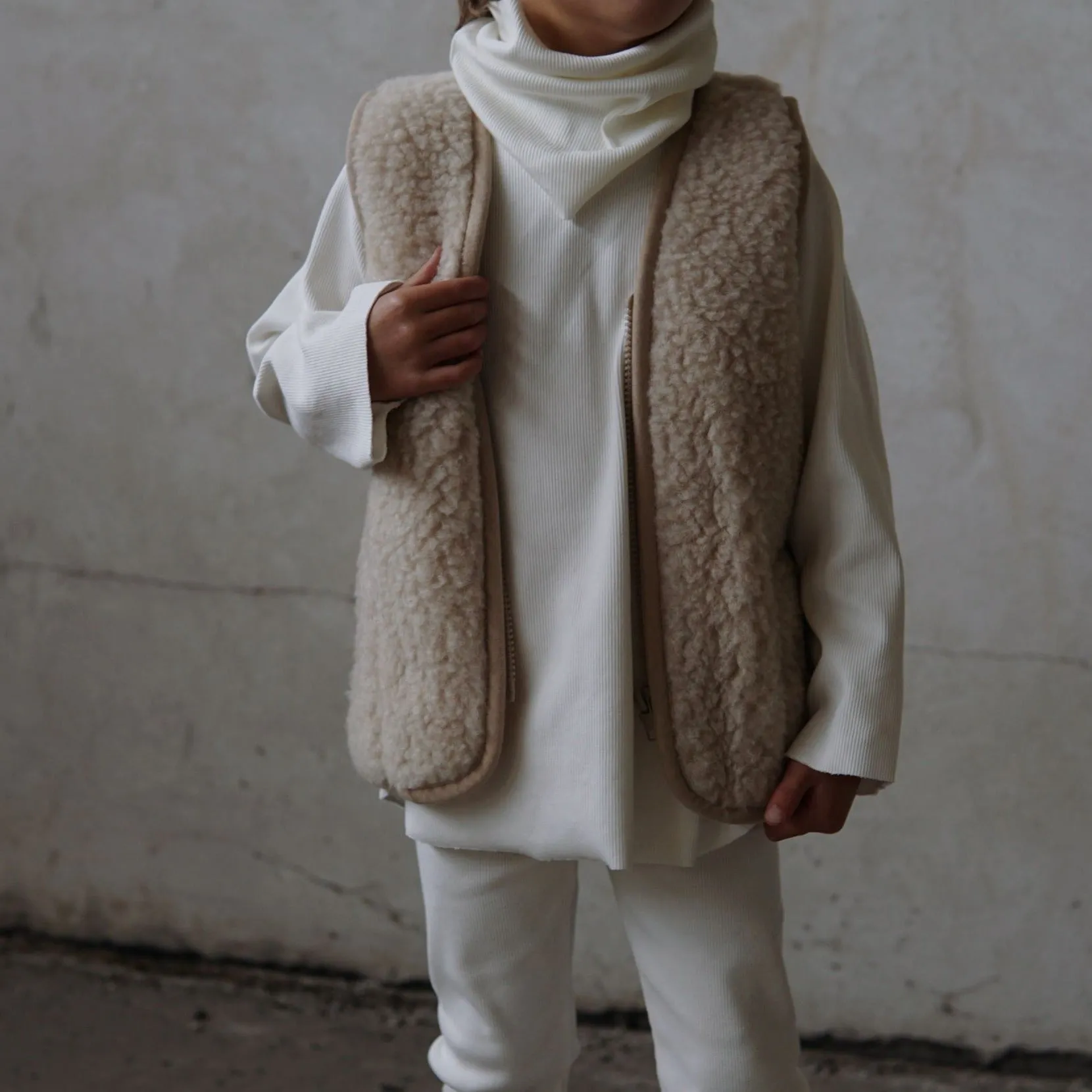 Camie Cotton Rib Raw Hem Sweatshirt (White)