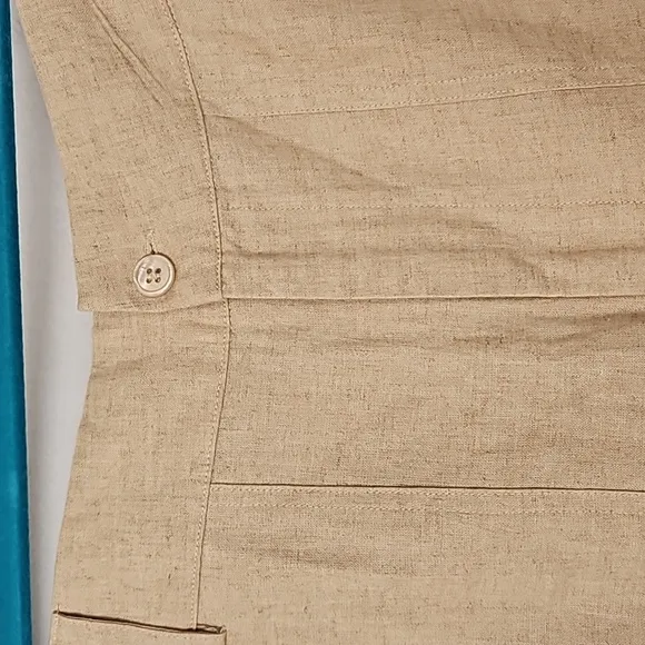 Carbon38 Women's Tan Linen Utility Shorts Size Small