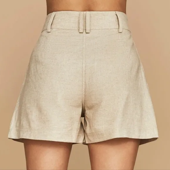 Carbon38 Women's Tan Linen Utility Shorts Size Small