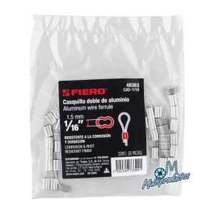Casquillos dobles de aluminio para cables de acero - Bolsa 50 Pzas