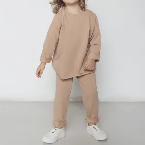 Cassius Organic Cotton Raw Neck Modern Sweatshirt  (Biscuit)