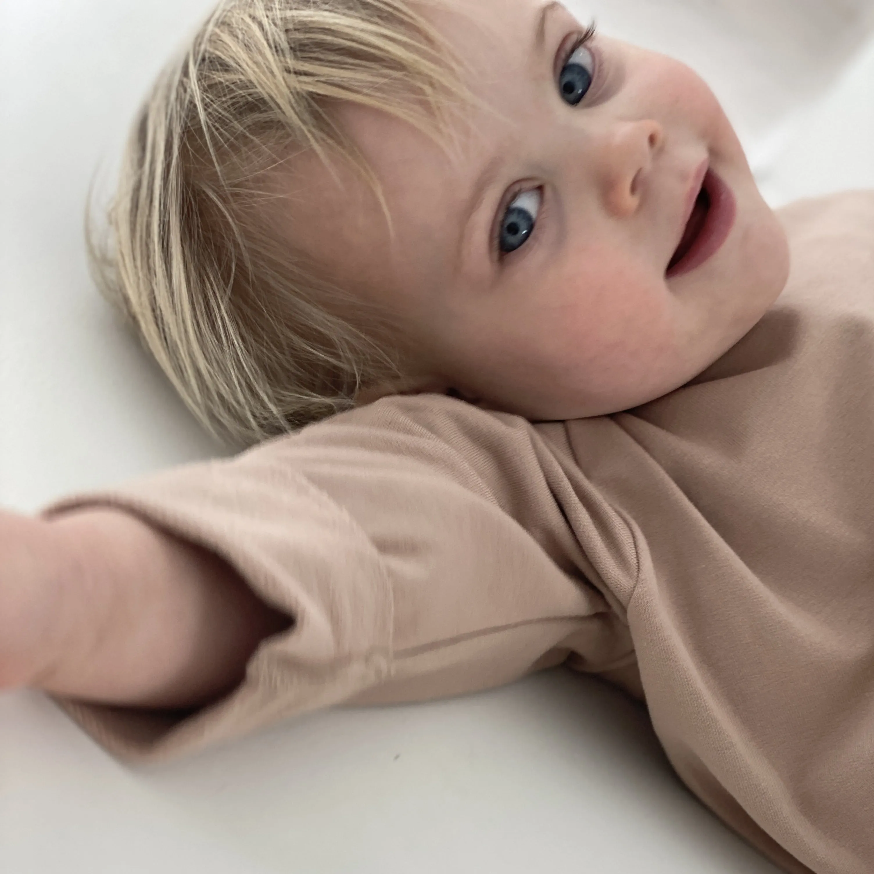 Cassius Organic Cotton Raw Neck Modern Sweatshirt  (Biscuit)