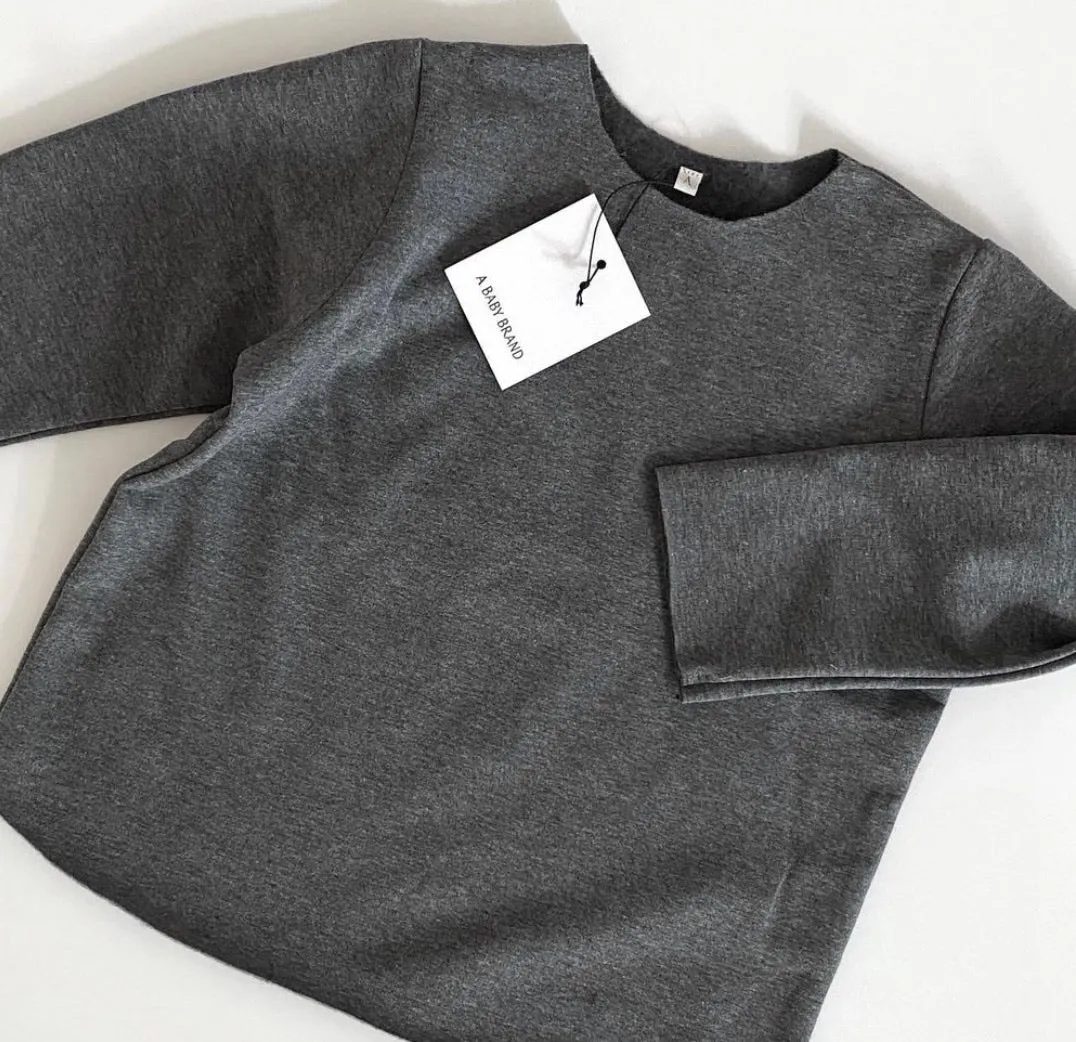 Cassius Organic Cotton Raw Neck Modern Sweatshirt  (Black)