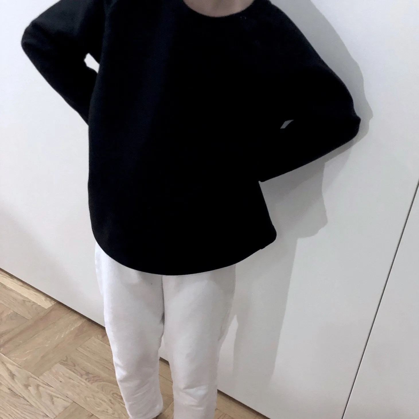 Cassius Organic Cotton Raw Neck Modern Sweatshirt  (Black)