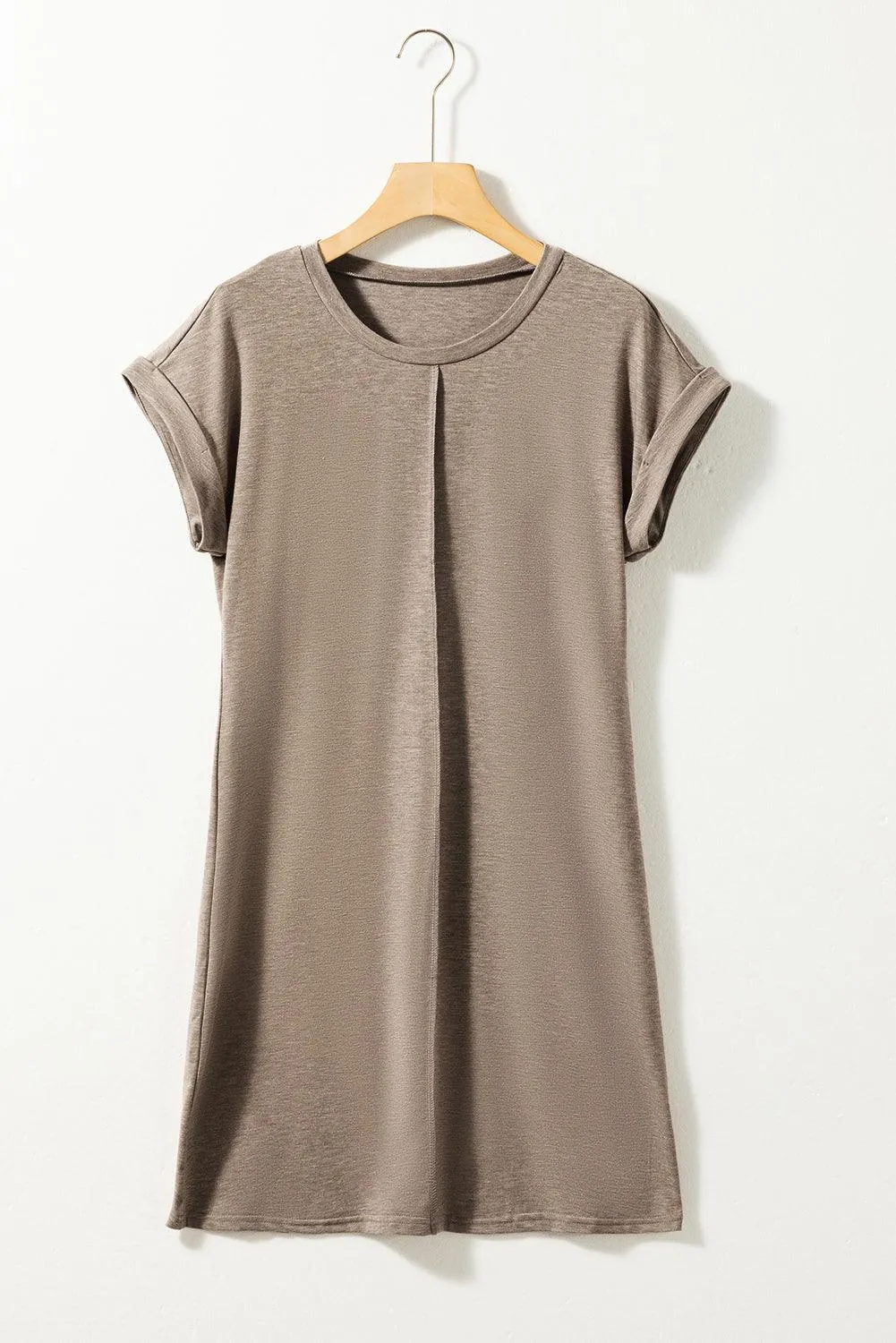 Center Seam T-shirt Dress with Rolled Cuffs
