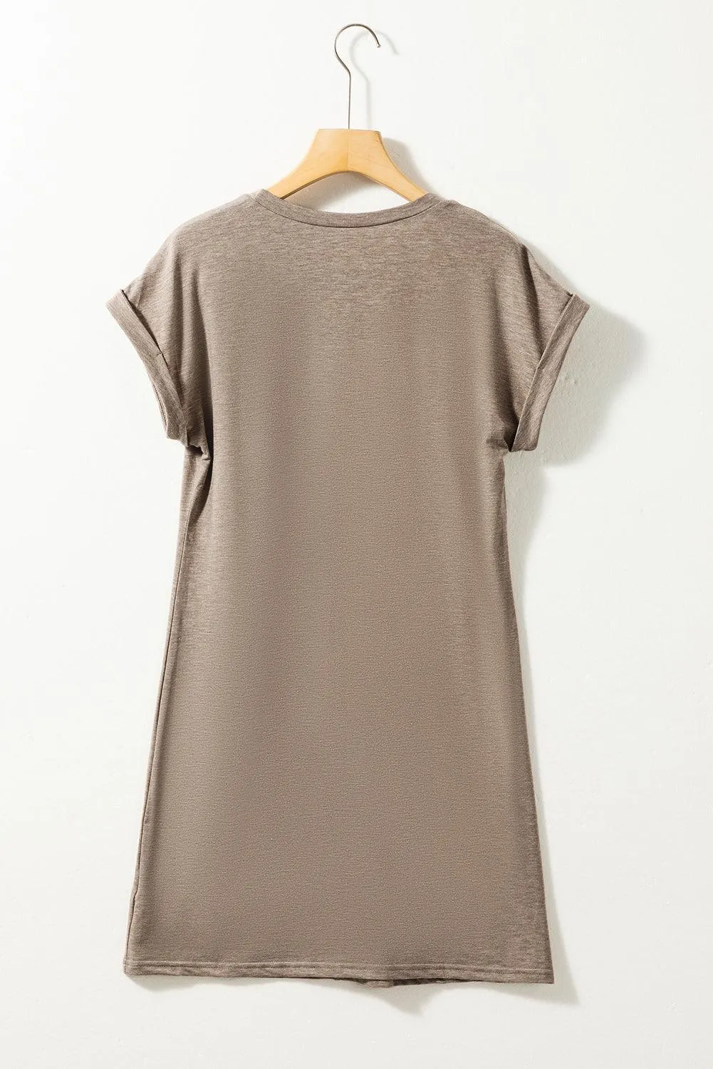 Center Seam T-shirt Dress with Rolled Cuffs